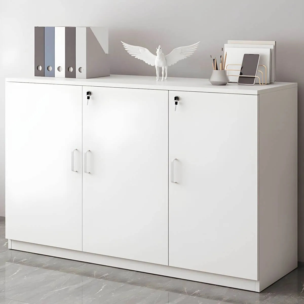 Minimalist Wood Lateral File Cabinet With Locking Storage