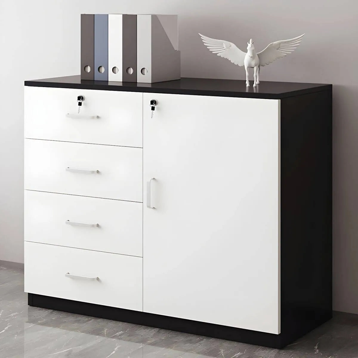 Minimalist Wood Lateral File Cabinet With Locking Storage