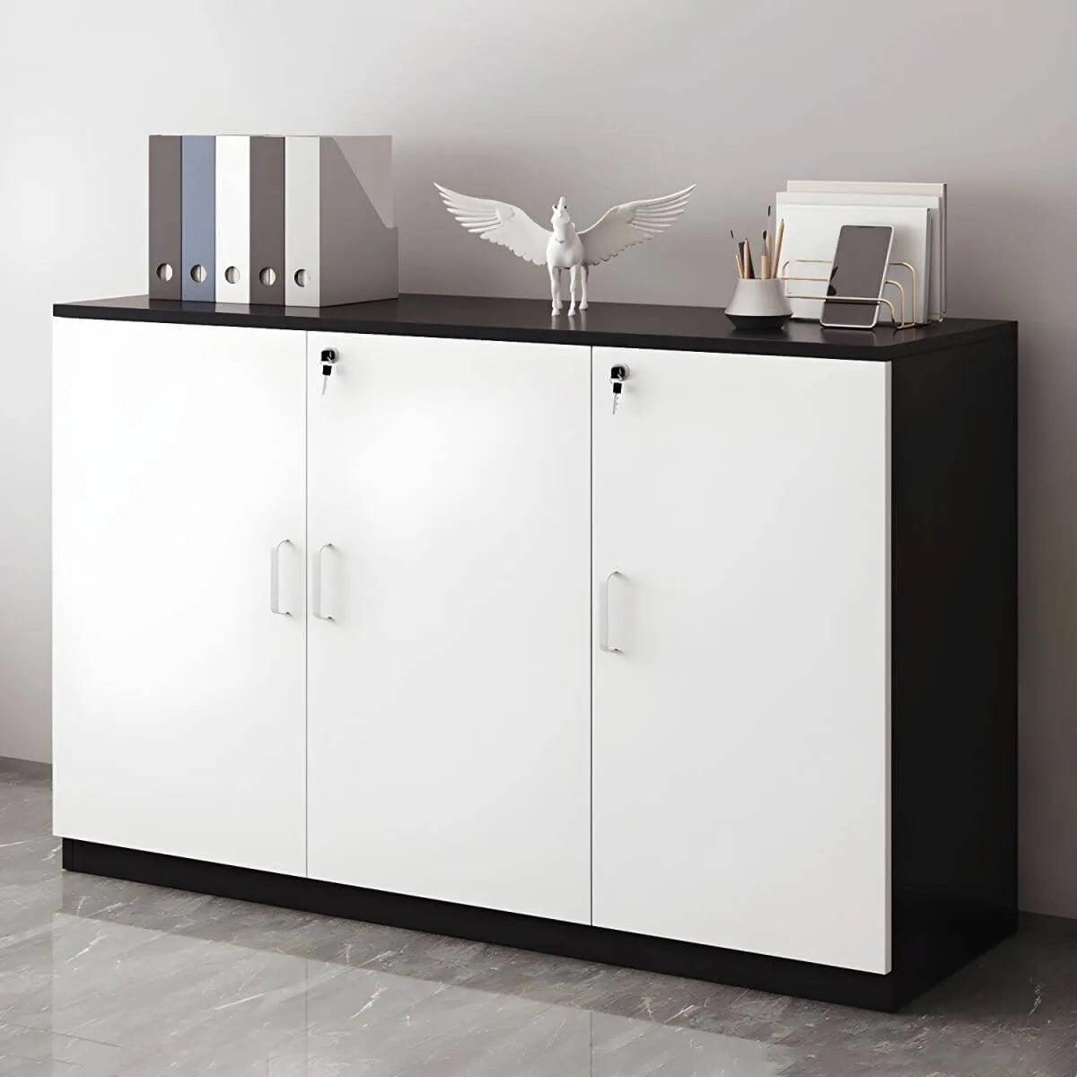Minimalist Wood Lateral File Cabinet With Locking Storage