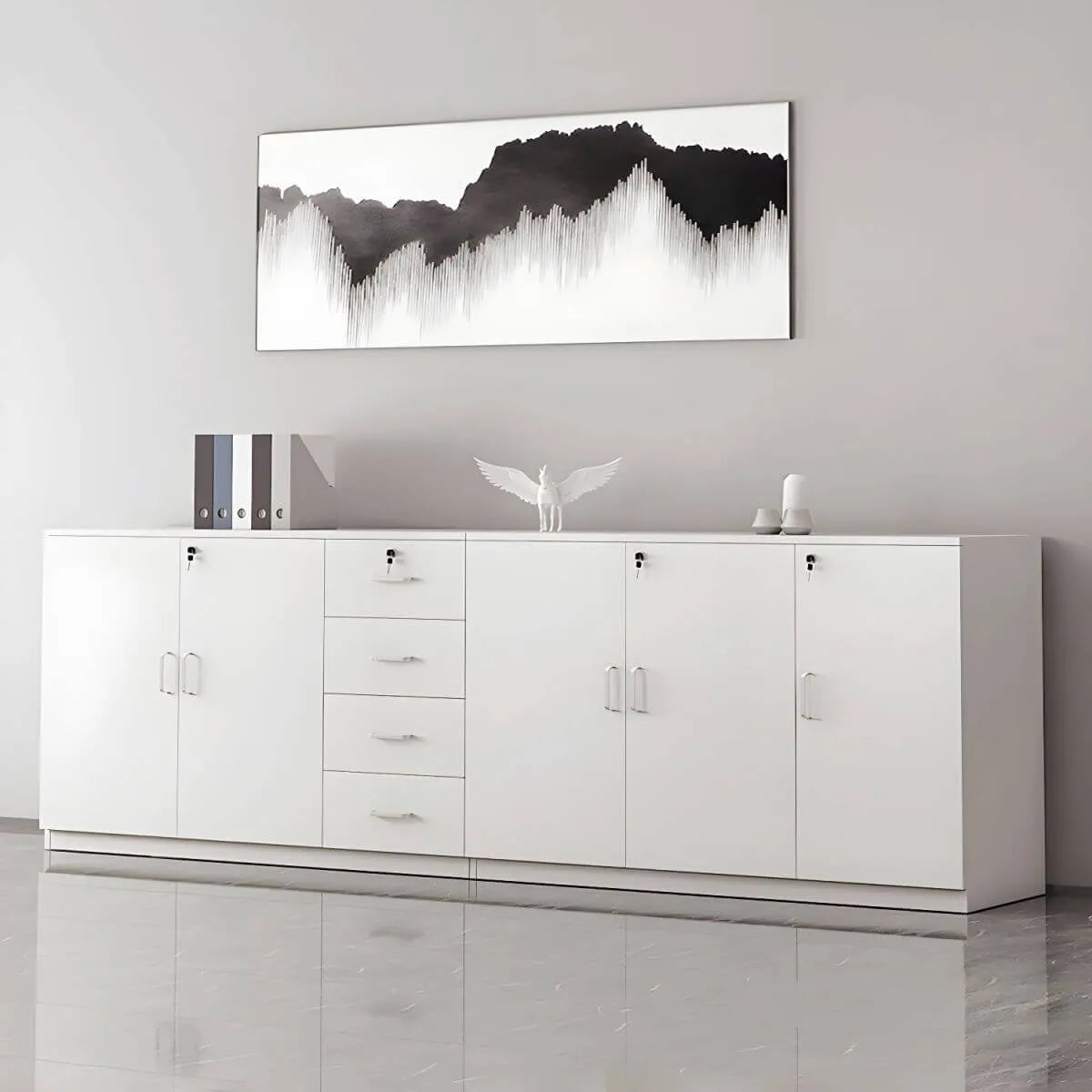 Minimalist Wood Lateral File Cabinet With Locking Storage