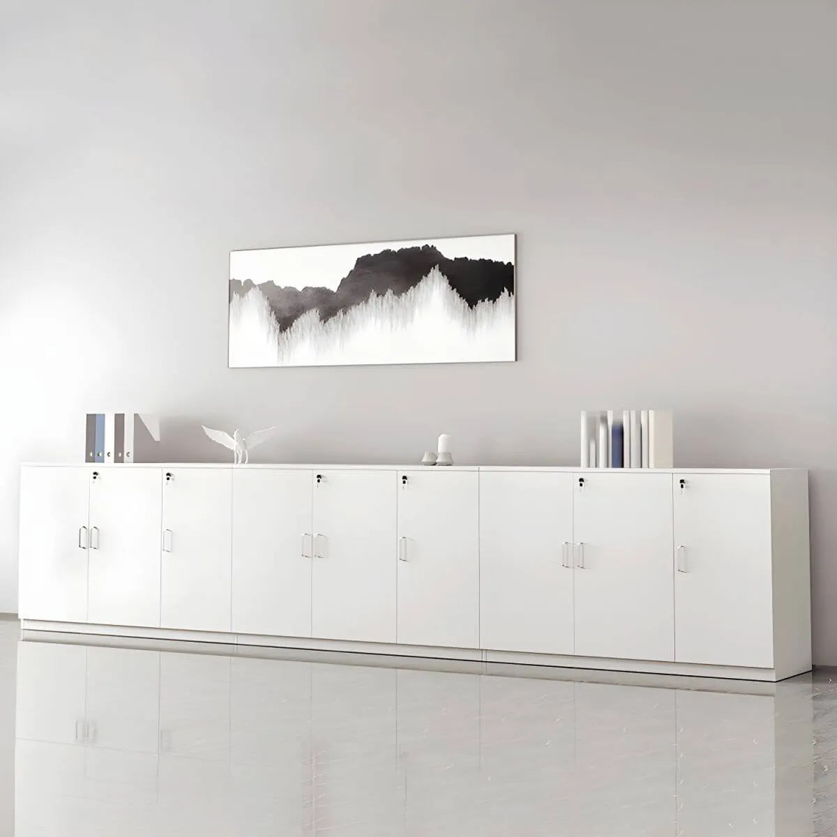 Minimalist Wood Lateral File Cabinet With Locking Storage