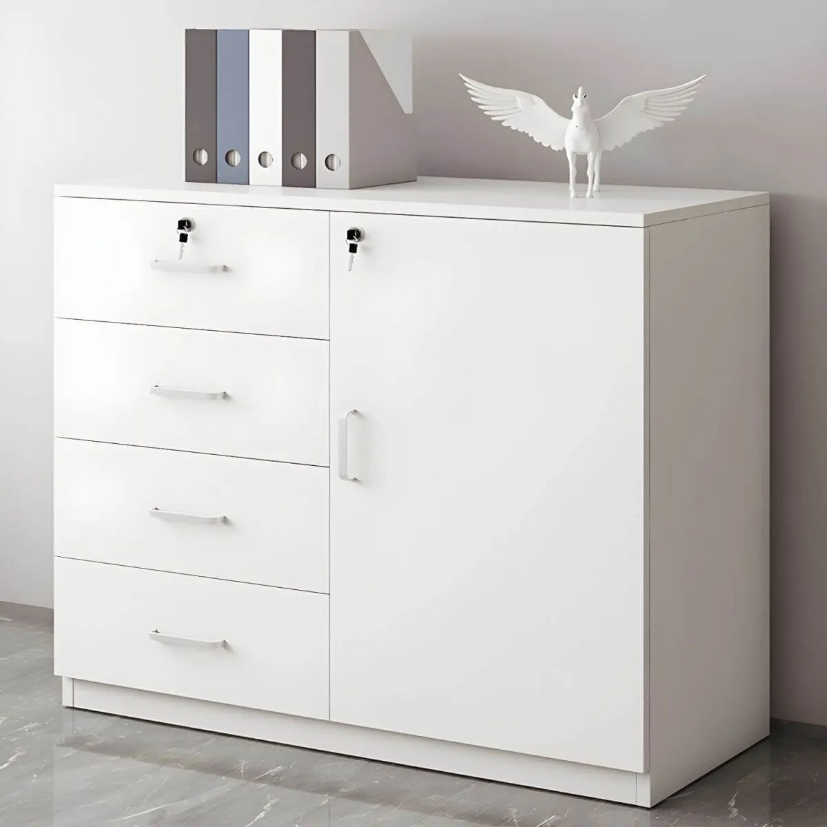 Minimalist Wood Lateral File Cabinet With Locking Storage