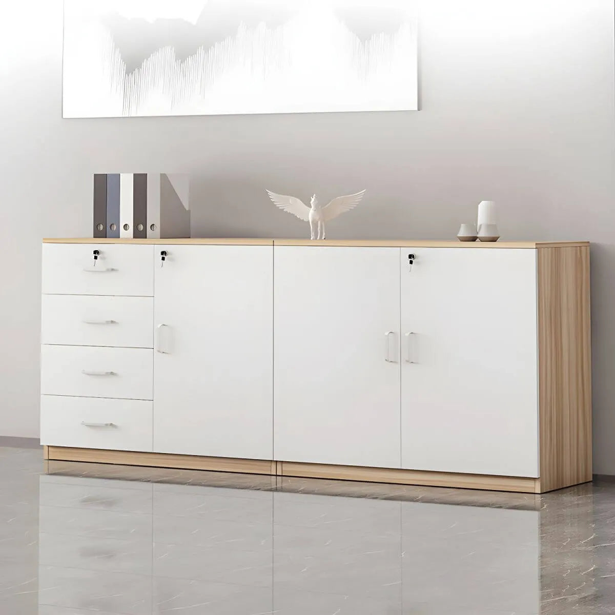 Minimalist Wood Lateral File Cabinet With Locking Storage Main Product Image