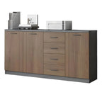 Minimalist Wood Lateral File Cabinet With Shelves And Drawers
