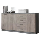 Minimalist Wood Lateral File Cabinet With Shelves And Drawers