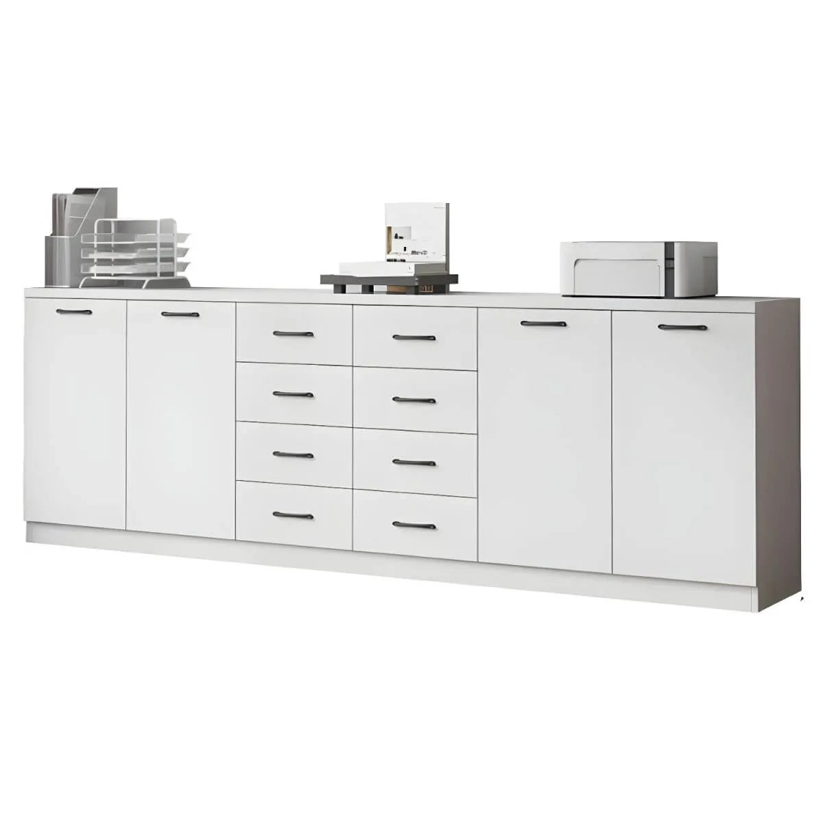Minimalist Wood Lateral File Cabinet With Shelves And Drawers