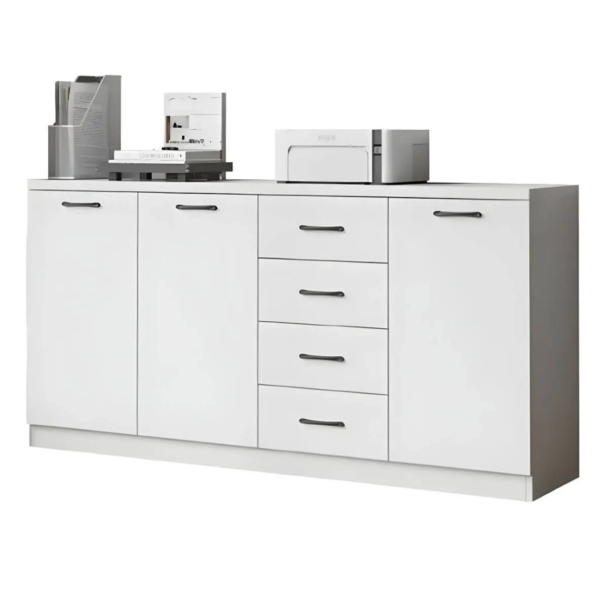 Minimalist Wood Lateral File Cabinet With Shelves And Drawers