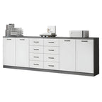 Minimalist Wood Lateral File Cabinet With Shelves And Drawers