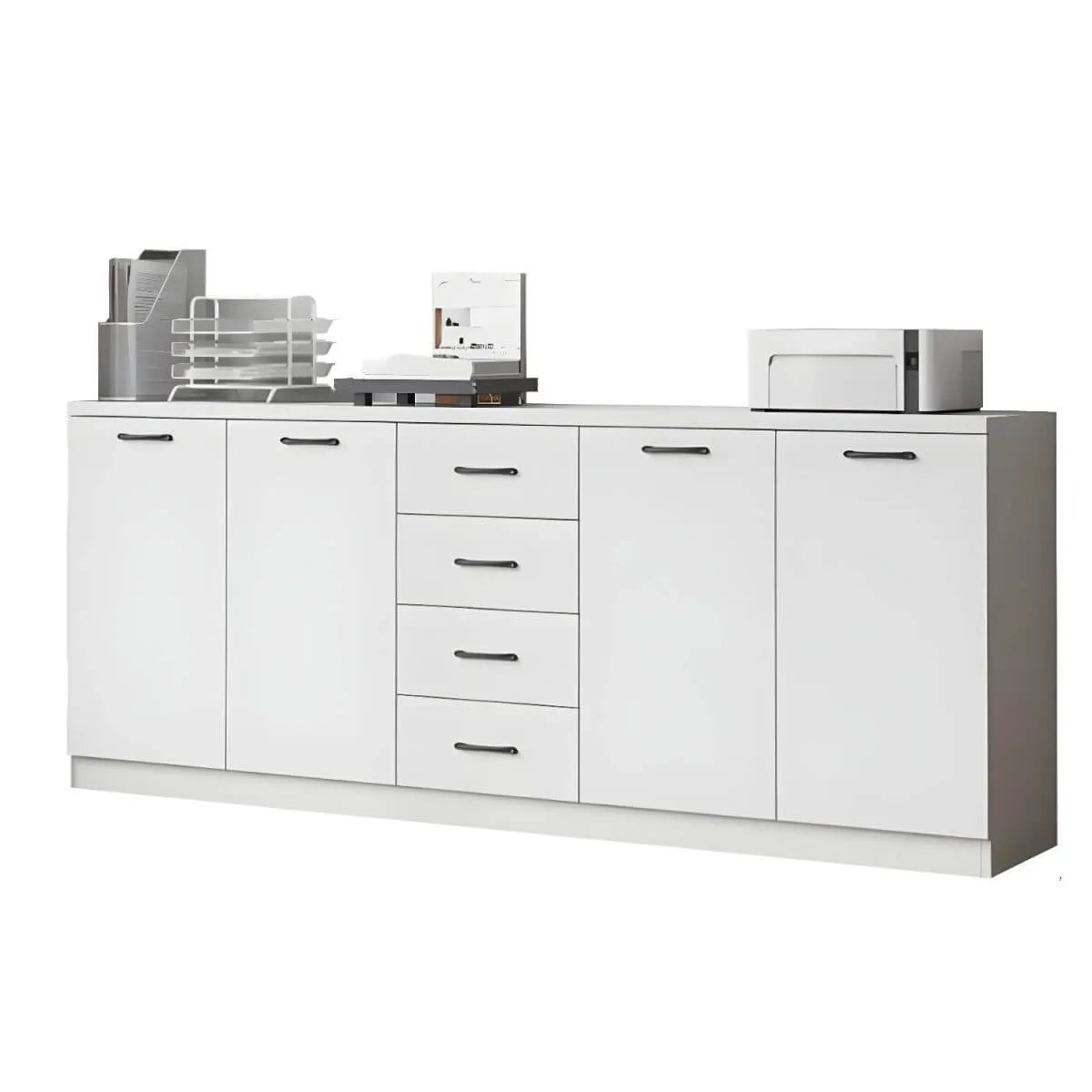 Minimalist Wood Lateral File Cabinet With Shelves And Drawers
