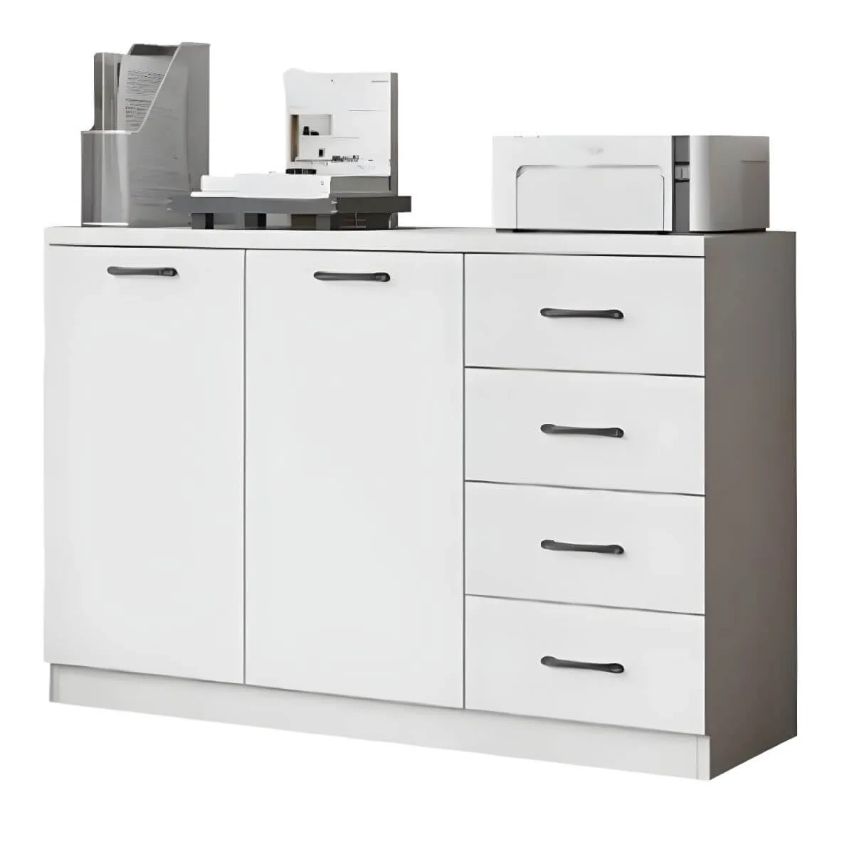 Minimalist Wood Lateral File Cabinet With Shelves And Drawers