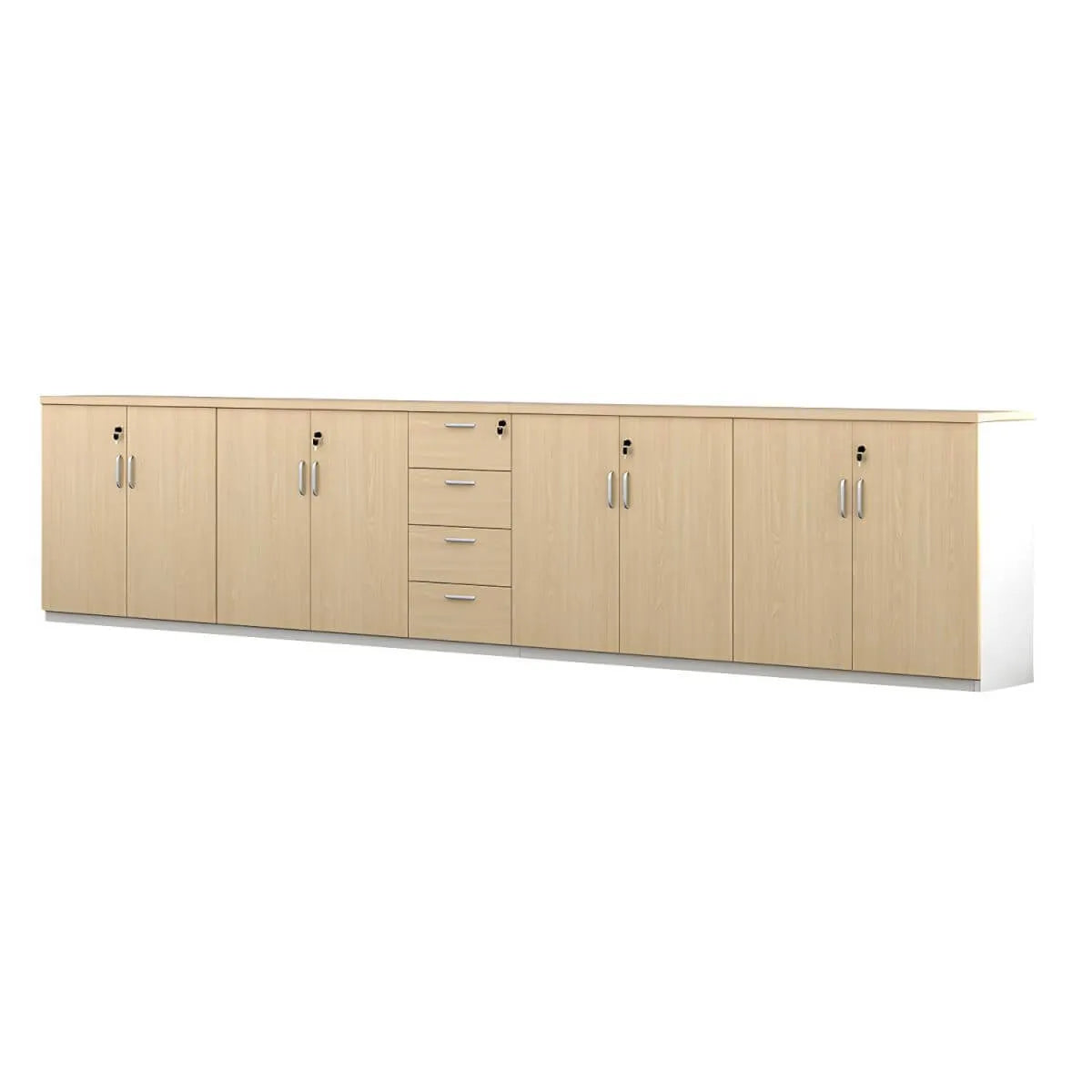 Minimalist Wood Lateral Filing Cabinet With Lockable Shelved Storage