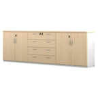 Minimalist Wood Lateral Filing Cabinet With Lockable Shelved Storage