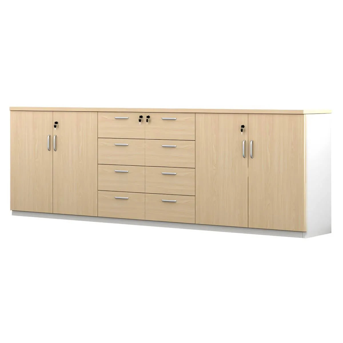Minimalist Wood Lateral Filing Cabinet With Lockable Shelved Storage