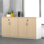 Minimalist Wood Lateral Filing Cabinet With Lockable Shelved Storage