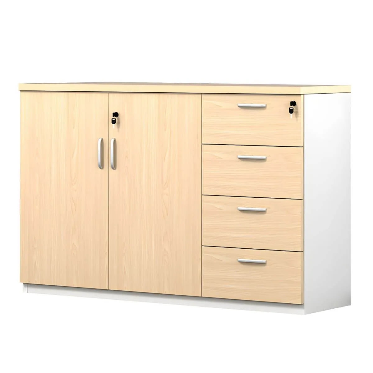Minimalist Wood Lateral Filing Cabinet With Lockable Shelved Storage