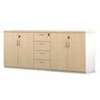 Minimalist Wood Lateral Filing Cabinet With Lockable Shelved Storage