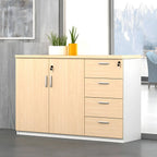 Minimalist Wood Lateral Filing Cabinet With Lockable Shelved Storage