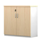 Minimalist Wood Lateral Filing Cabinet With Lockable Shelved Storage
