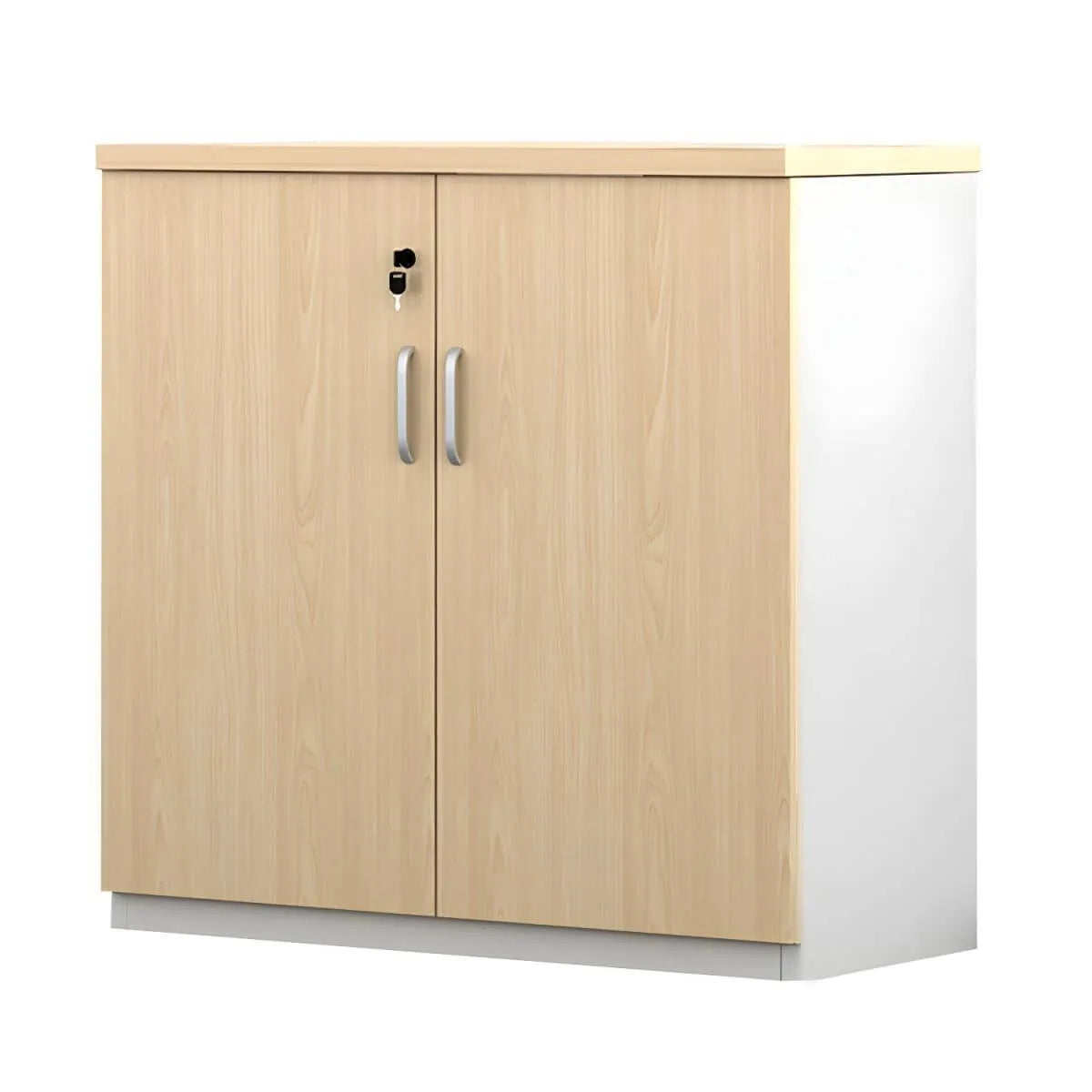Minimalist Wood Lateral Filing Cabinet With Lockable Shelved Storage