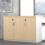 Minimalist Wood Lateral Filing Cabinet With Lockable Shelved Storage