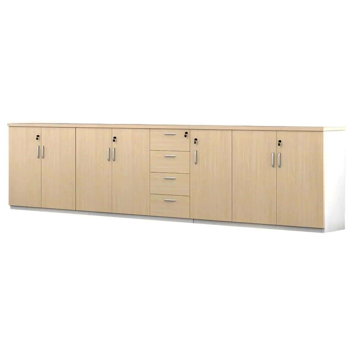 Minimalist Wood Lateral Filing Cabinet With Lockable Shelved Storage