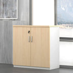 Minimalist Wood Lateral Filing Cabinet With Lockable Shelved Storage Main Product Image