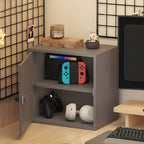 Minimalist Wood Locking Storage Cabinet With Dual-Door Shelves