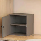 Minimalist Wood Locking Storage Cabinet With Dual-Door Shelves