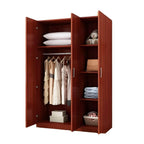 Minimalist Wood Wardrobe Armoire With Hanging And Open Storage
