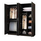 Minimalist Wood Wardrobe Armoire With Hanging And Open Storage