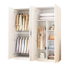 Minimalist Wood Wardrobe Armoire With Hanging And Open Storage
