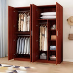 Minimalist Wood Wardrobe Armoire With Hanging And Open Storage