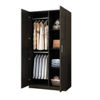 Minimalist Wood Wardrobe Armoire With Hanging And Open Storage