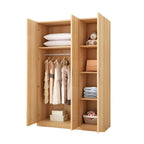 Minimalist Wood Wardrobe Armoire With Hanging And Open Storage