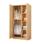 Minimalist Wood Wardrobe Armoire With Hanging And Open Storage