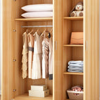 Minimalist Wood Wardrobe Armoire With Hanging And Open Storage