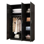 Minimalist Wood Wardrobe Armoire With Shelves And Double Hanging