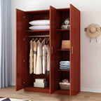Minimalist Wood Wardrobe Armoire With Shelves And Double Hanging