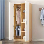 Minimalist Wood Wardrobe Armoire With Shelves And Double Hanging