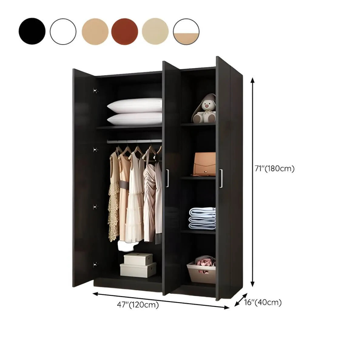 Minimalist Wood Wardrobe Armoire With Shelves And Double Hanging Dimensions