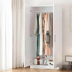 Minimalist Wood Wardrobe Armoire With Soft-Close Doors And Rod
