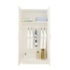 Minimalist Wood Wardrobe Armoire With Soft-Close Doors And Rod