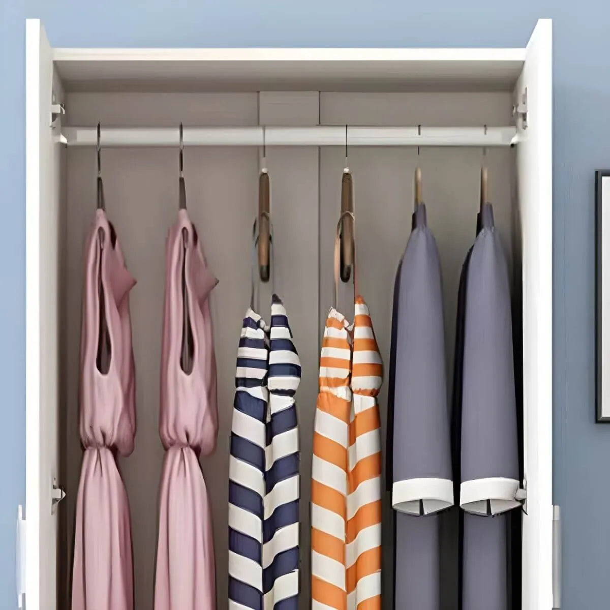 Minimalist Wood Wardrobe Armoire With Soft-Close Doors And Rod