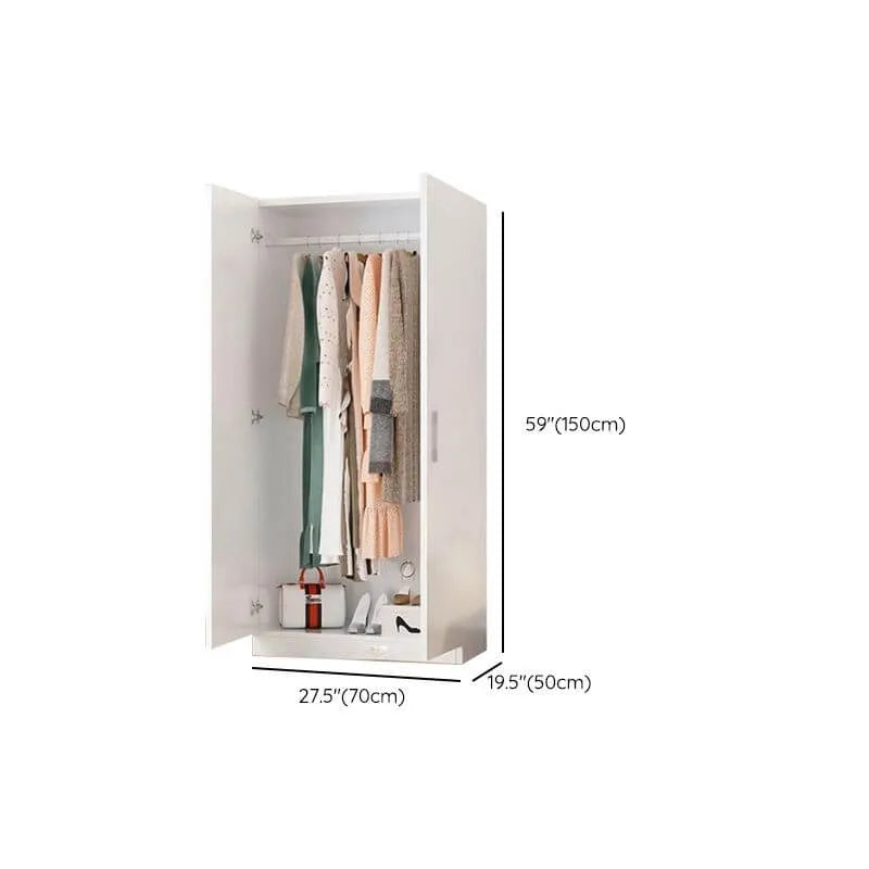 Minimalist Wood Wardrobe Armoire With Soft-Close Doors And Rod Dimensions