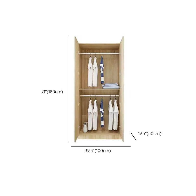 Minimalist Wood Wardrobe Armoire With Soft-Close Doors And Rod Dimensions