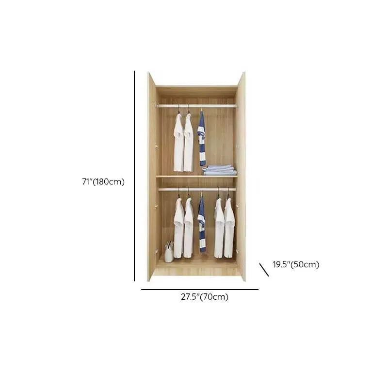 Minimalist Wood Wardrobe Armoire With Soft-Close Doors And Rod Dimensions