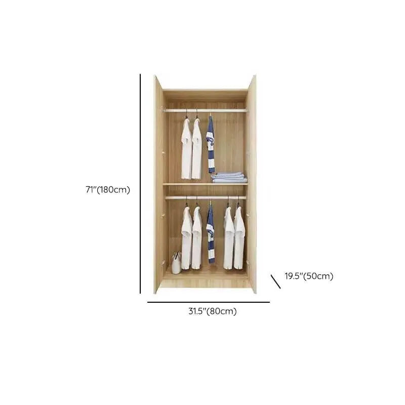 Minimalist Wood Wardrobe Armoire With Soft-Close Doors And Rod Dimensions