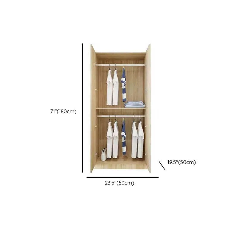 Minimalist Wood Wardrobe Armoire With Soft-Close Doors And Rod Dimensions