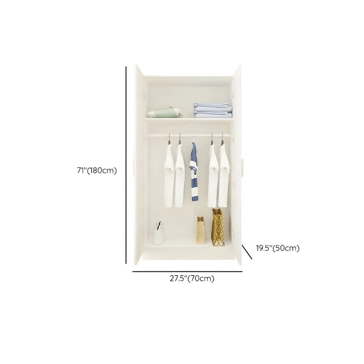 Minimalist Wood Wardrobe Armoire With Soft-Close Doors And Rod Dimensions