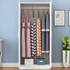 Minimalist Wood Wardrobe Armoire With Soft-Close Doors And Rod Main Product Image